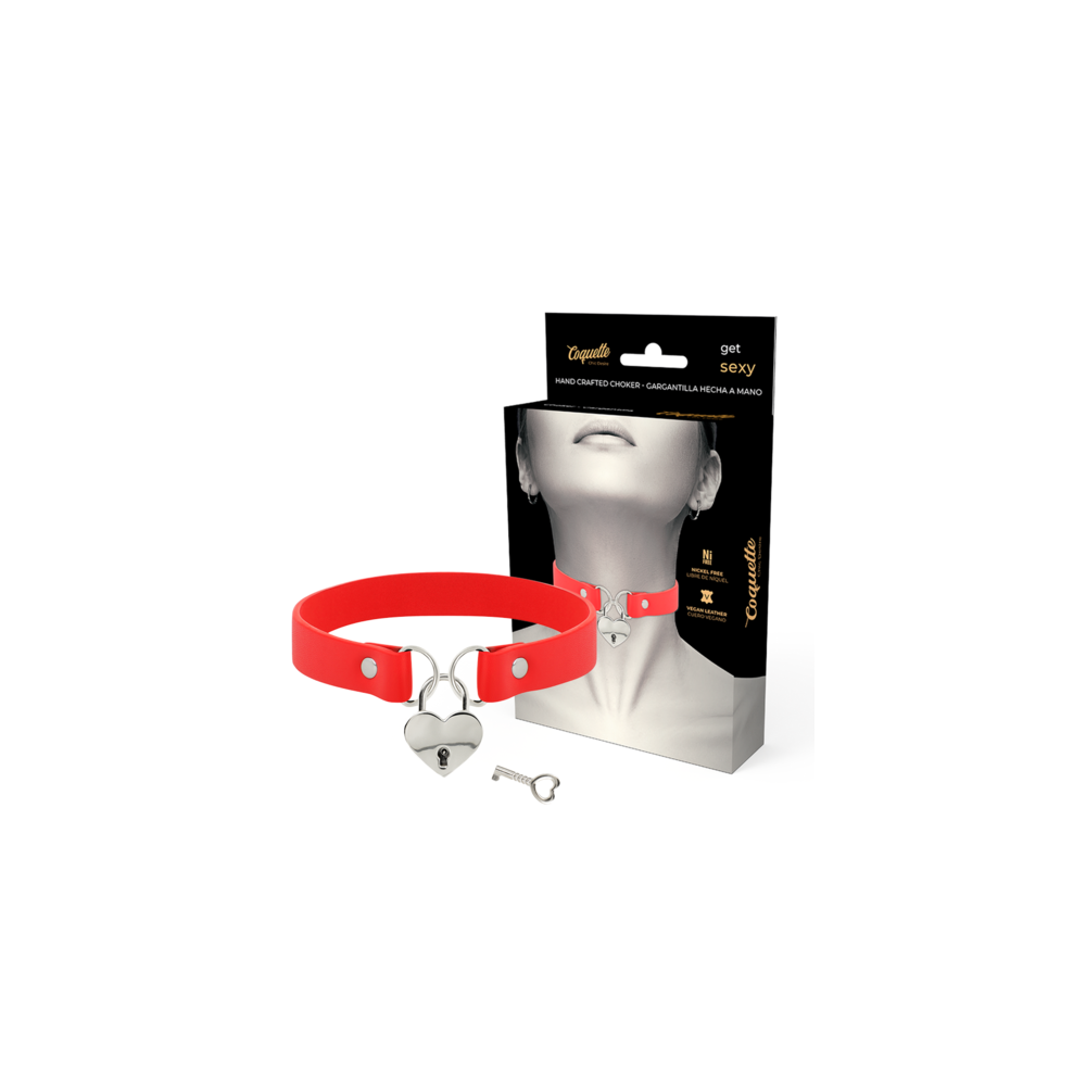 Choker rojo corazón con llave