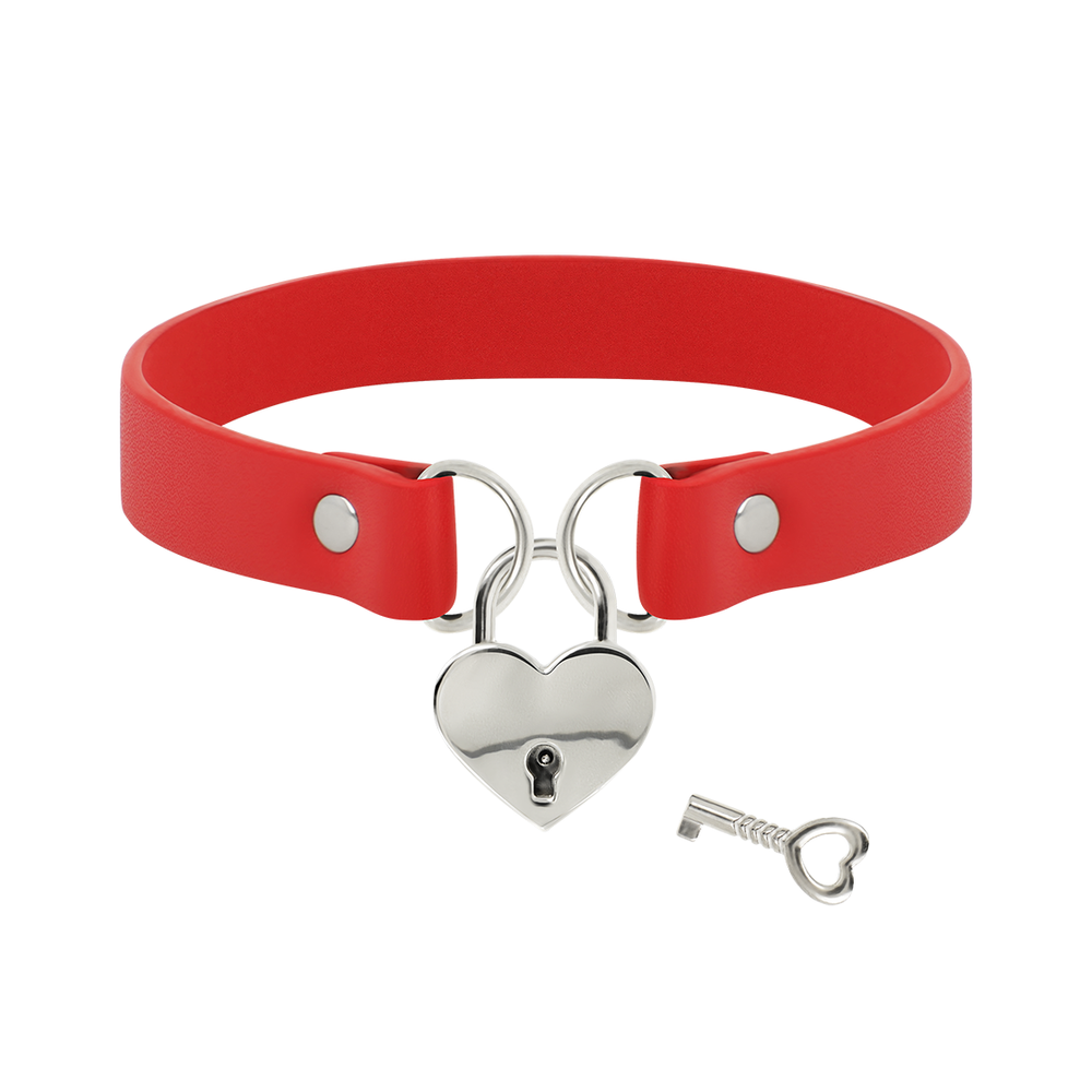 Choker rojo corazón con llave
