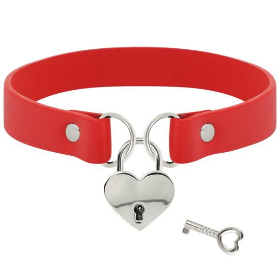 Choker rojo corazón con llave