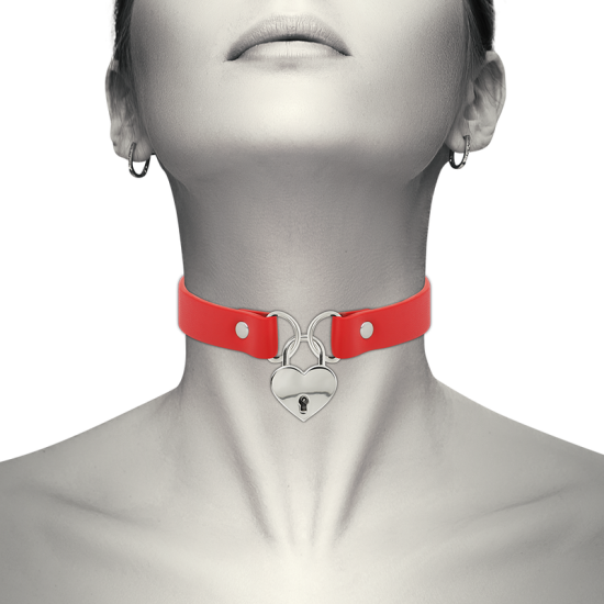 Choker rojo corazón con llave