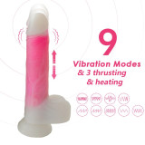 Dildo Doble Capa con Vibración, Thrusting y Calor 21.5 cm