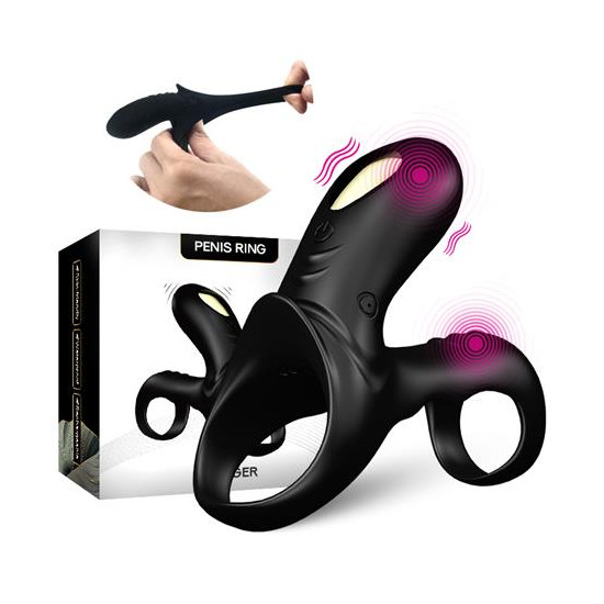 Anillo Vibrador para el Pene negro con mando