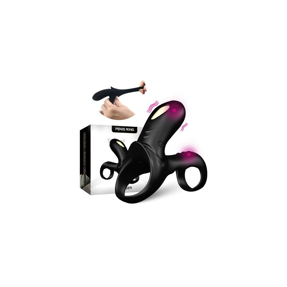Anillo Vibrador para el Pene negro con mando