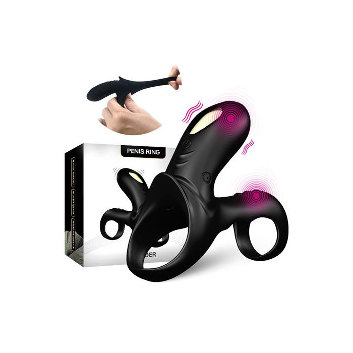 Anillo Vibrador para el Pene negro con mando