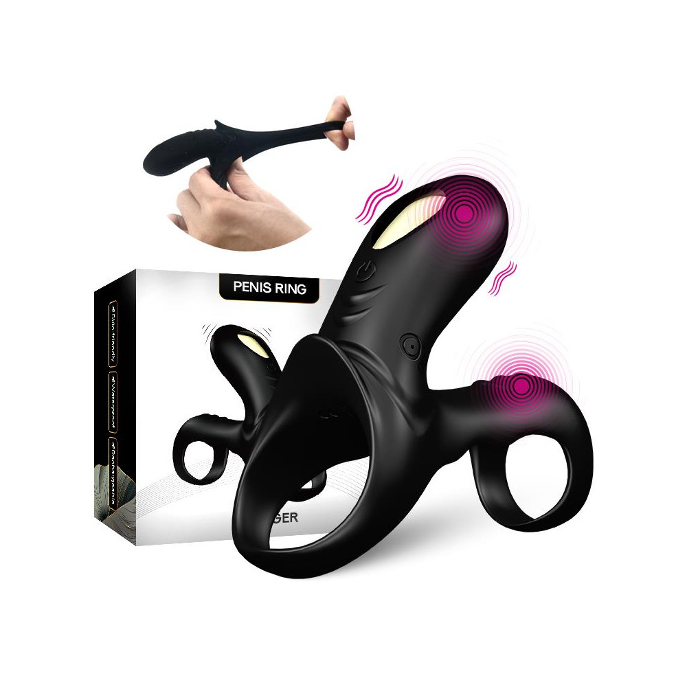 Anillo Vibrador para el Pene negro con mando