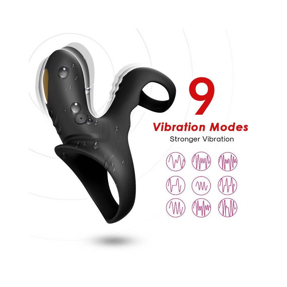 Anillo Vibrador para el Pene negro con mando
