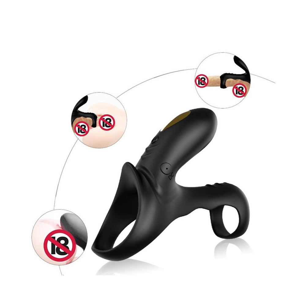 Anillo Vibrador para el Pene negro con mando
