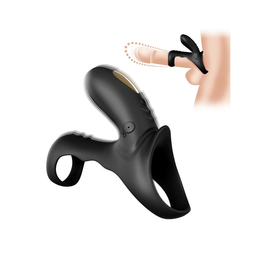 Anillo Vibrador para el Pene negro con mando