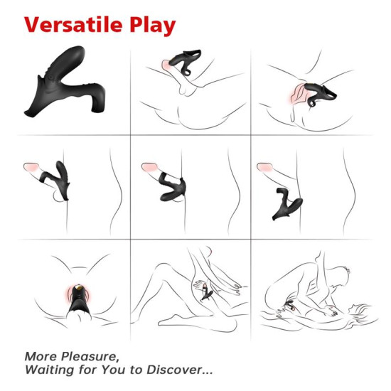 Anillo Vibrador para el Pene negro con mando