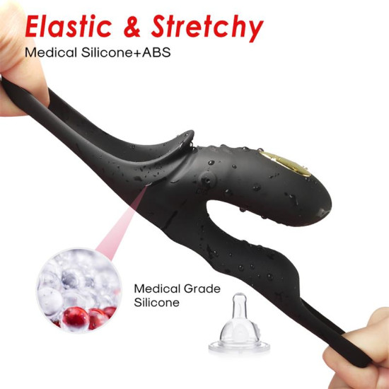 Anillo Vibrador para el Pene negro con mando