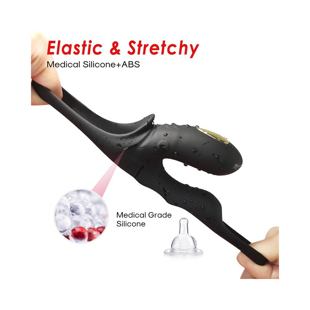 Anillo Vibrador para el Pene negro con mando