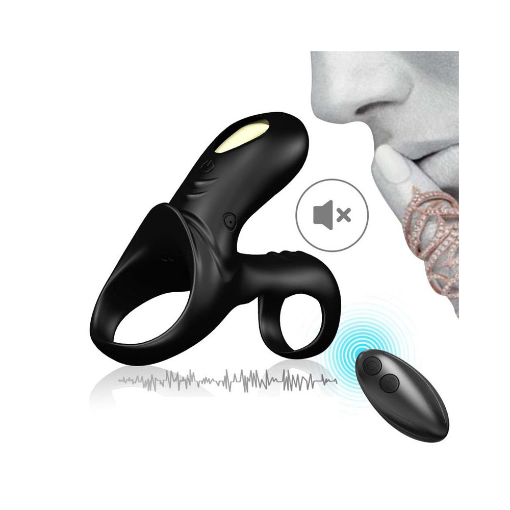 Anillo Vibrador para el Pene negro con mando
