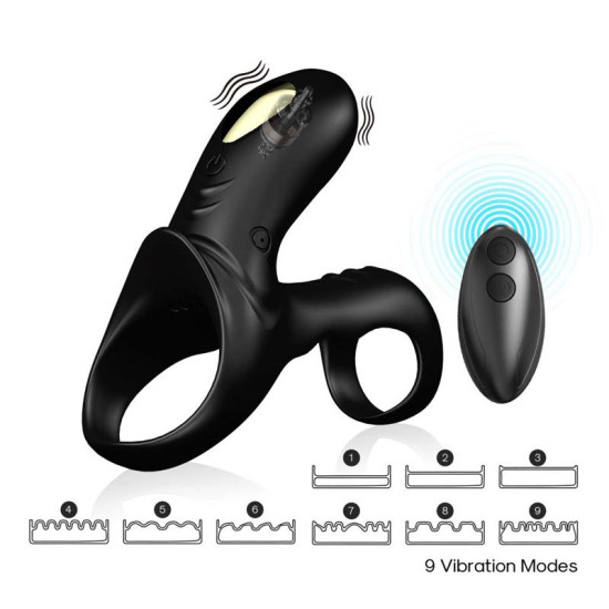 Anillo Vibrador para el Pene negro con mando