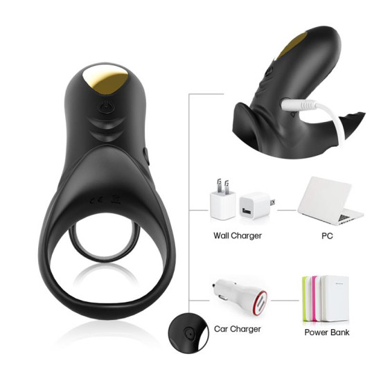Anillo Vibrador para el Pene negro con mando