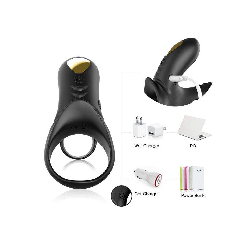 Anillo Vibrador para el Pene negro con mando