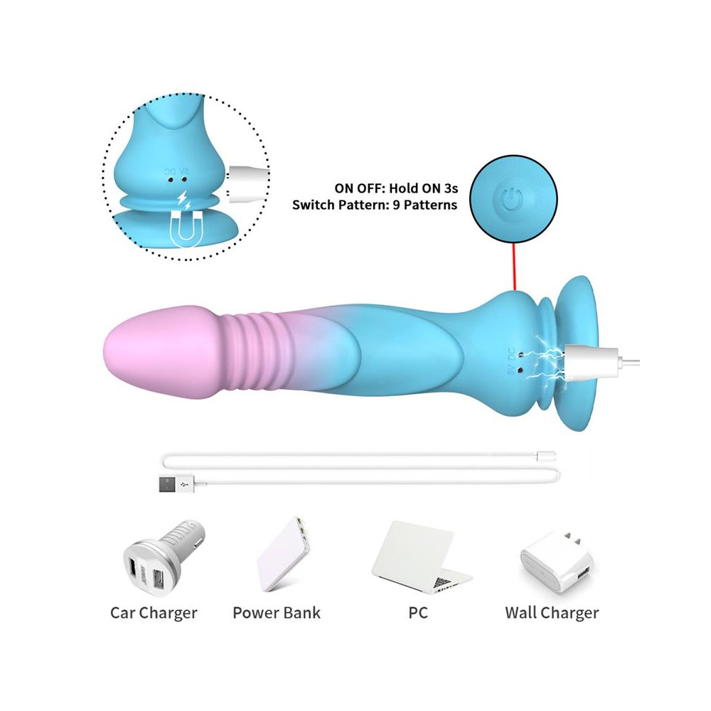Dildo Vibrador con Thrusting y Ventosa 19.2 cm