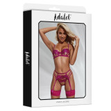 Nora Set Sujetador, Tanga y Liguero con Flores Fuchsia
