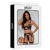 Hyacinth Set Sujetador, Tanga y Liguero Negro