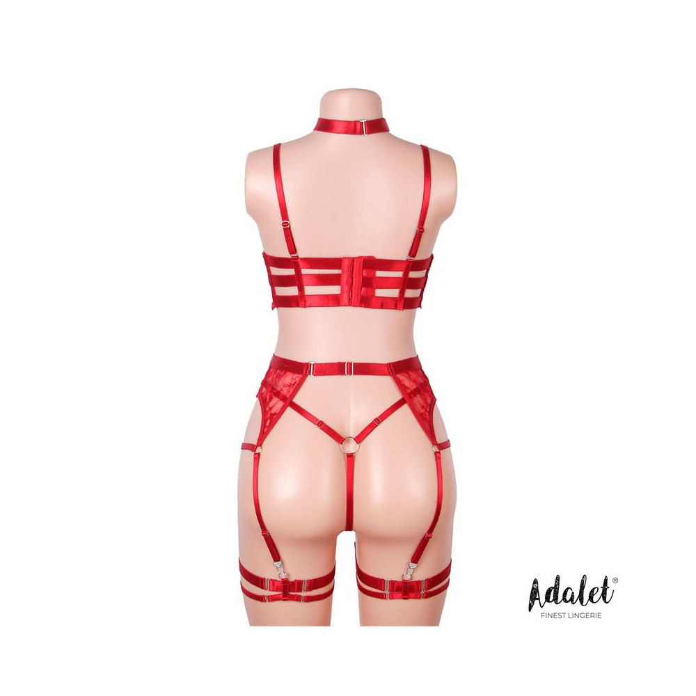 Hyacinth Set Sujetador, Tanga y Liguero Rojo