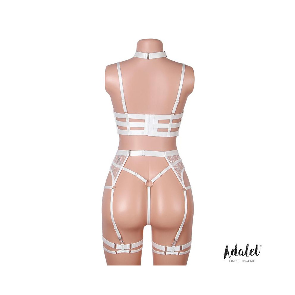 Hyacinth Set Sujetador, Tanga y Liguero Blanco