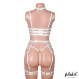 Hyacinth Set Sujetador, Tanga y Liguero Blanco