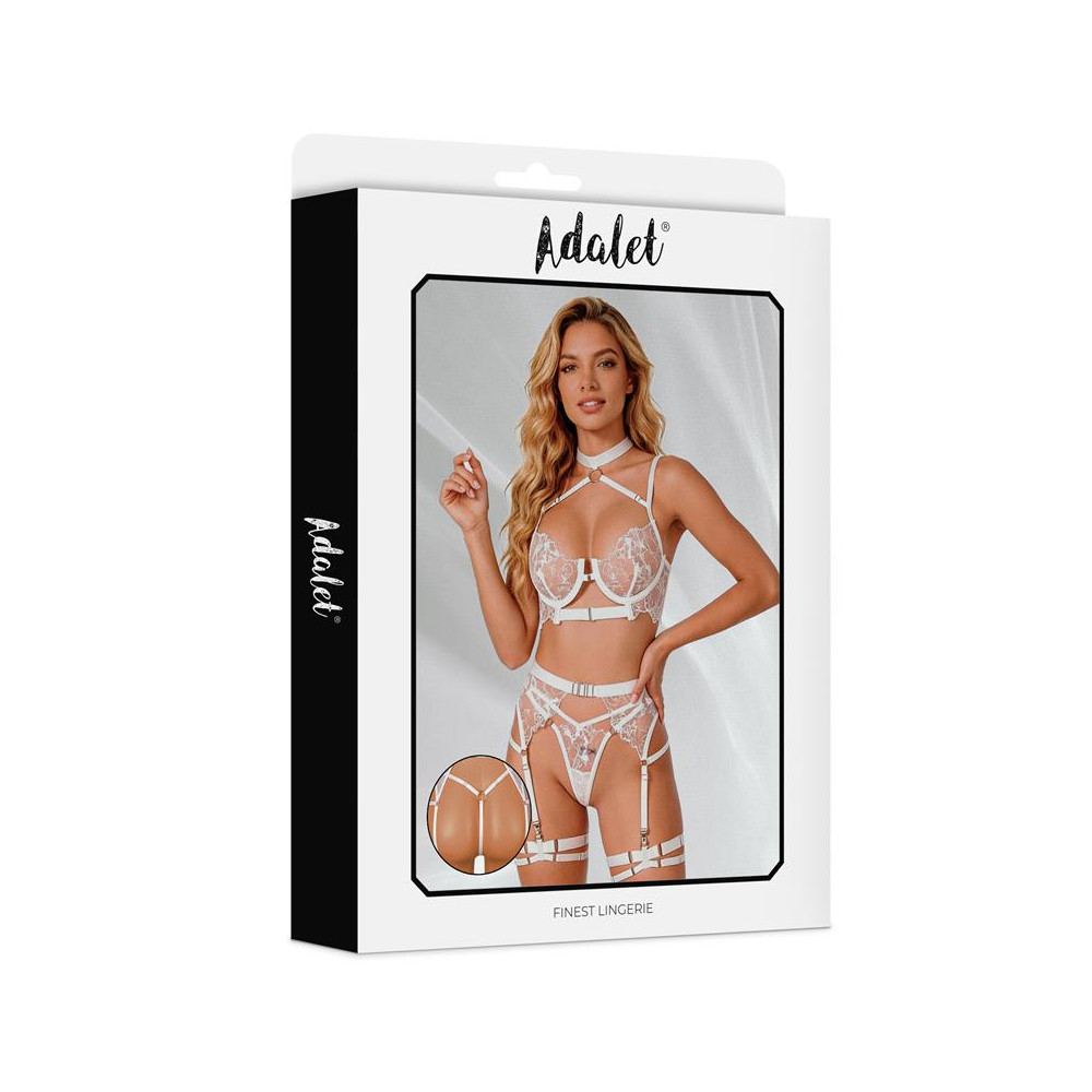 Hyacinth Set Sujetador, Tanga y Liguero Blanco