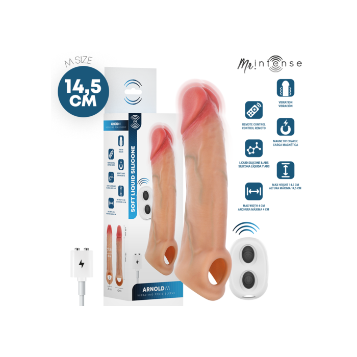 Arnold M Funda para Pene con vibrador 14.5 cm