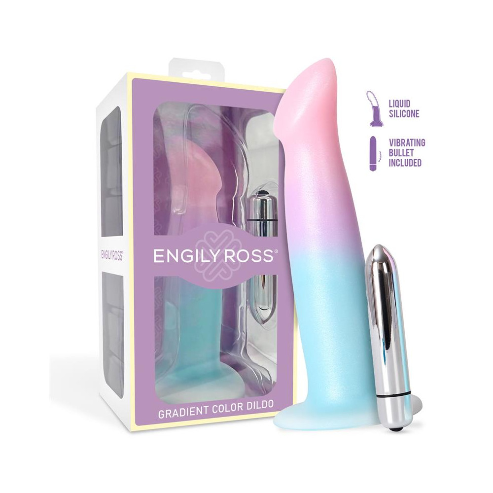 Dildo con Vibración y Ventosa Color Degradado 17 cm