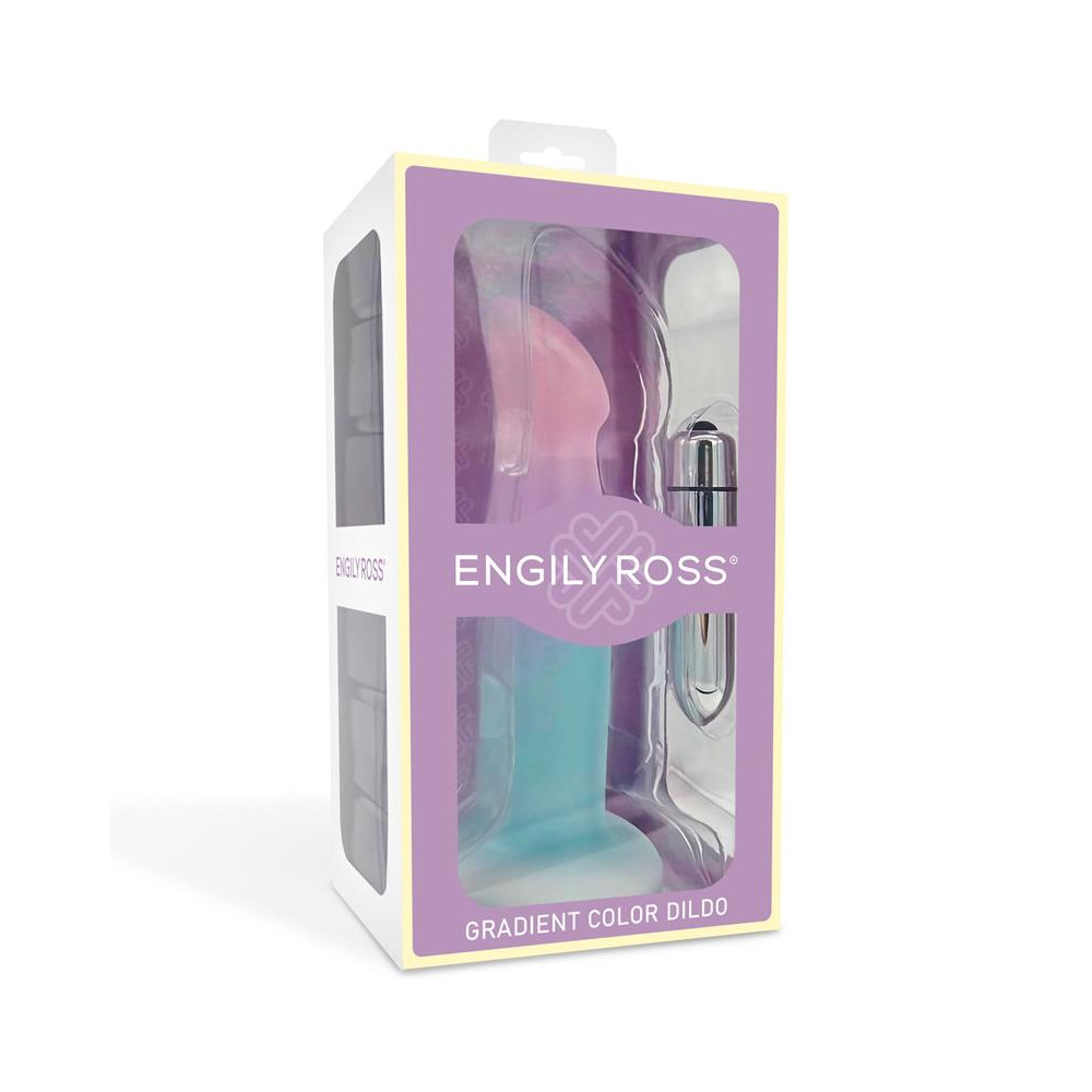 Dildo con Vibración y Ventosa Color Degradado 17 cm