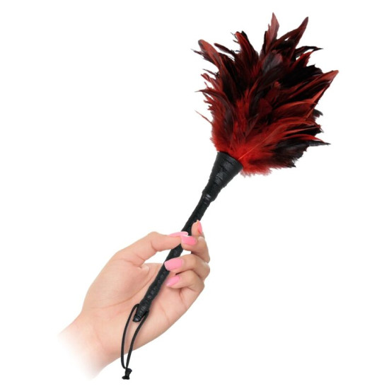 Plumero Frisky Negro y Rojo