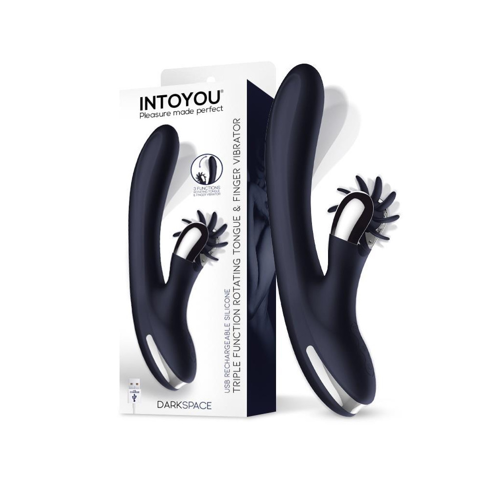 Darkspace Vibrador con Lenguas Rotadora y Movimiento Finger Azul