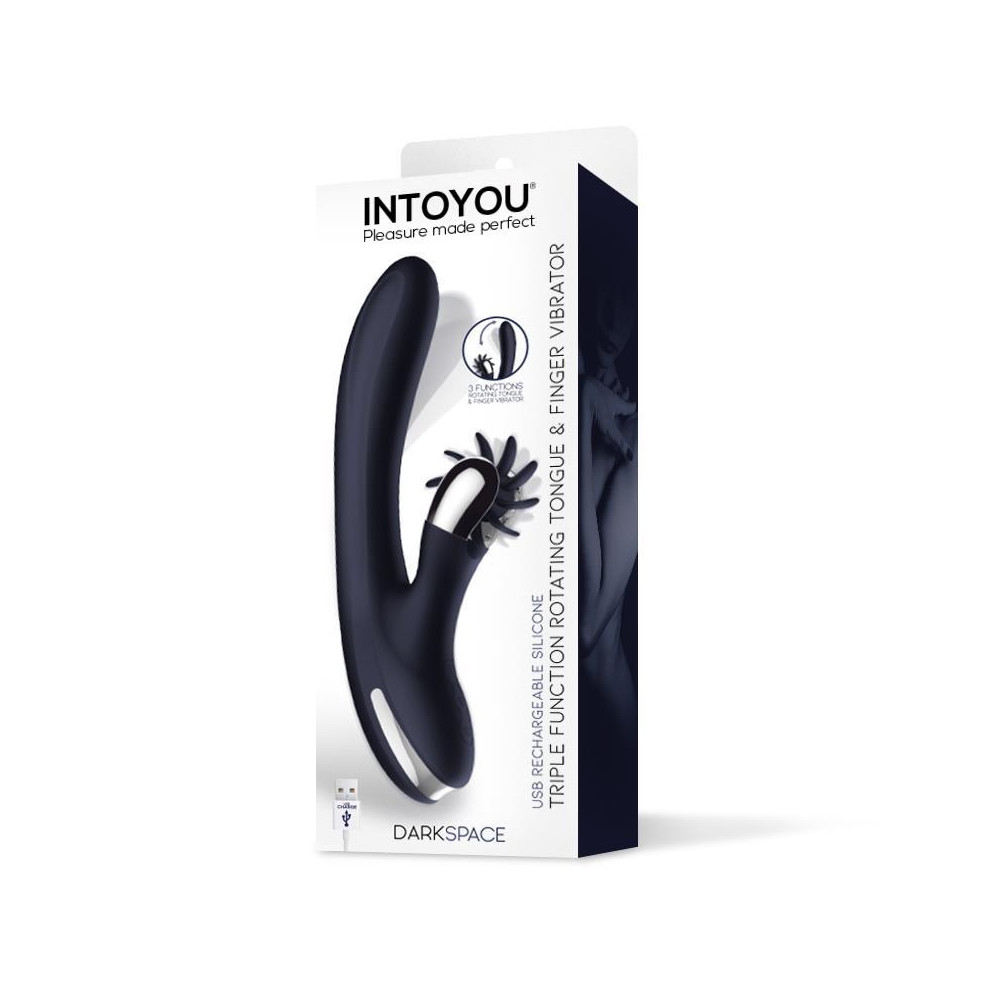 Darkspace Vibrador con Lenguas Rotadora y Movimiento Finger Azul