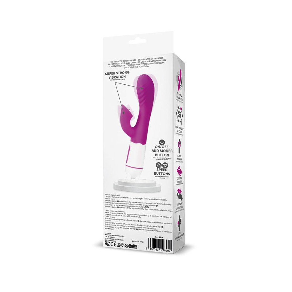 Billy Vibrador USB 36 Funciones Silicona Púrpura