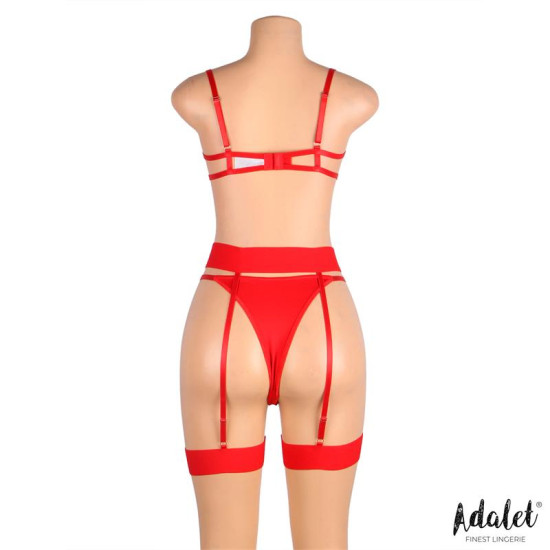 Yvonne Set Sujetador, Tanga y Liguero con Corazones Rojo
