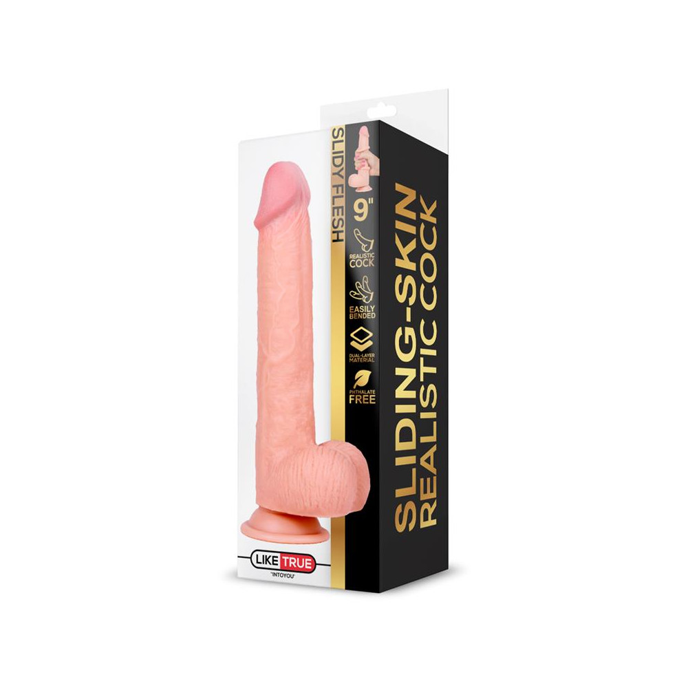 Dildo Realista Dual Layer Retráctil y Orientable 9"