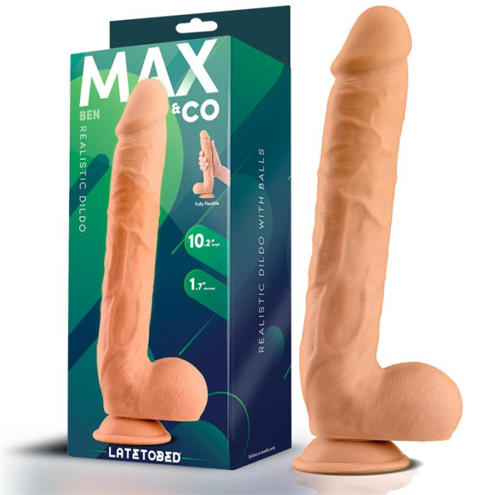 Ben Dildo Realista con Testículos 10.2" Natural