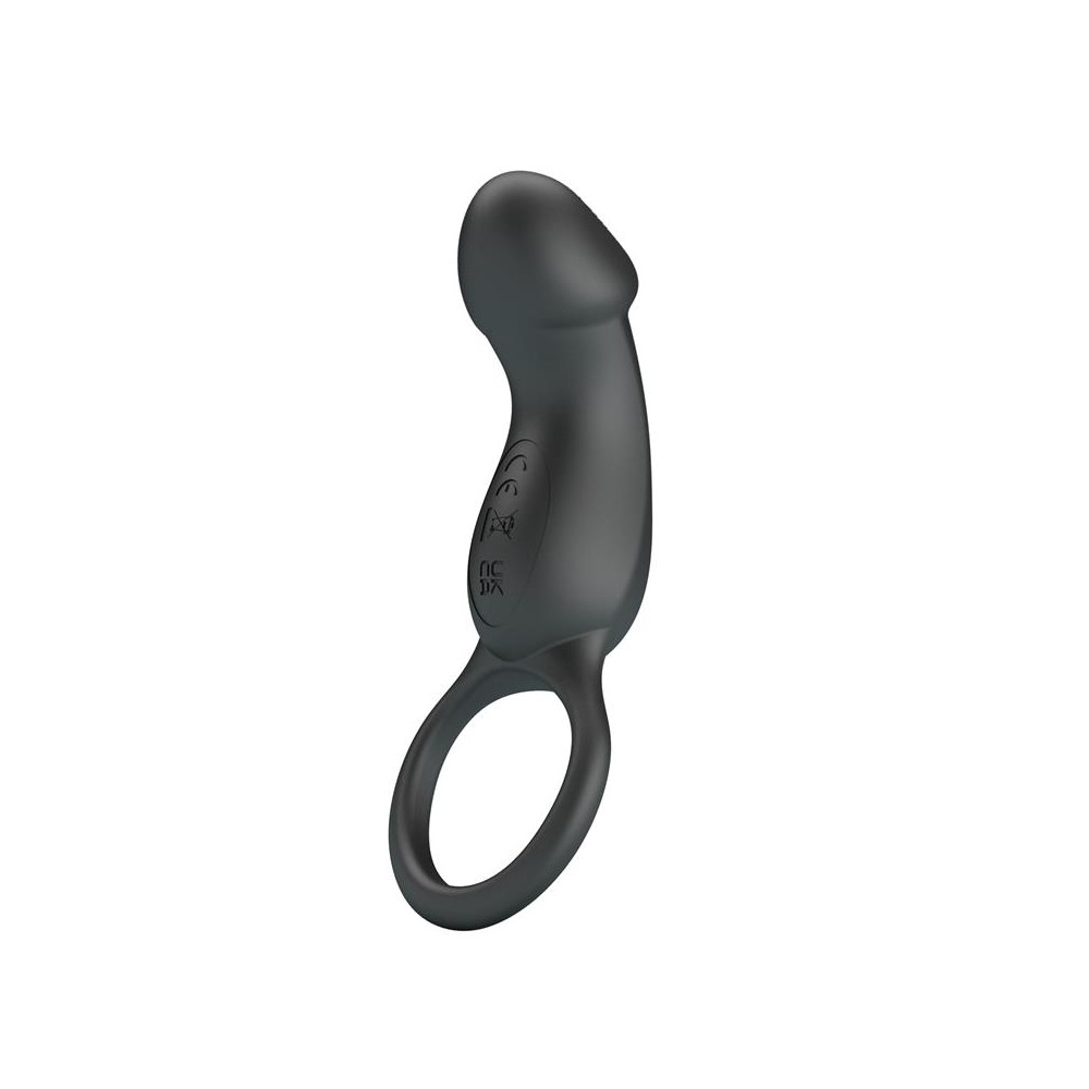 Trae Anillo Vibrador Silicona USB Negro