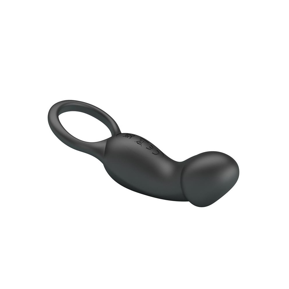 Trae Anillo Vibrador Silicona USB Negro