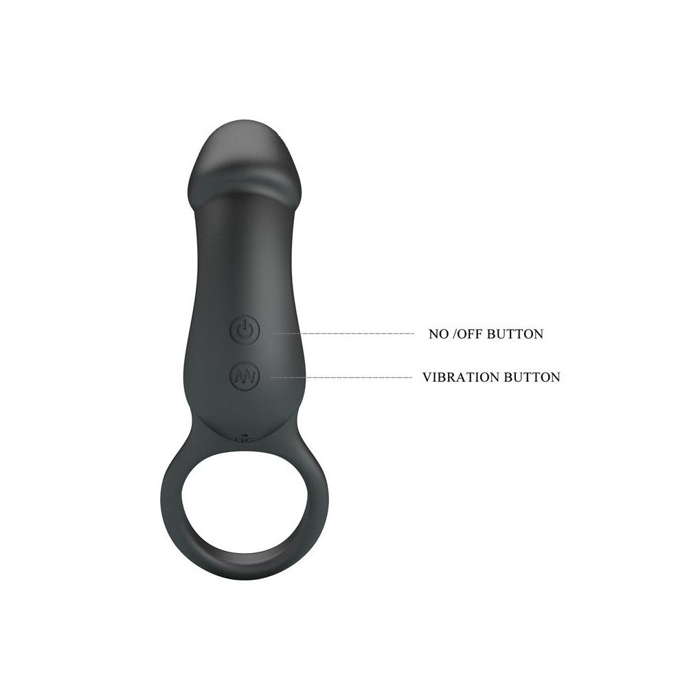 Trae Anillo Vibrador Silicona USB Negro