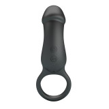 Trae Anillo Vibrador Silicona USB Negro