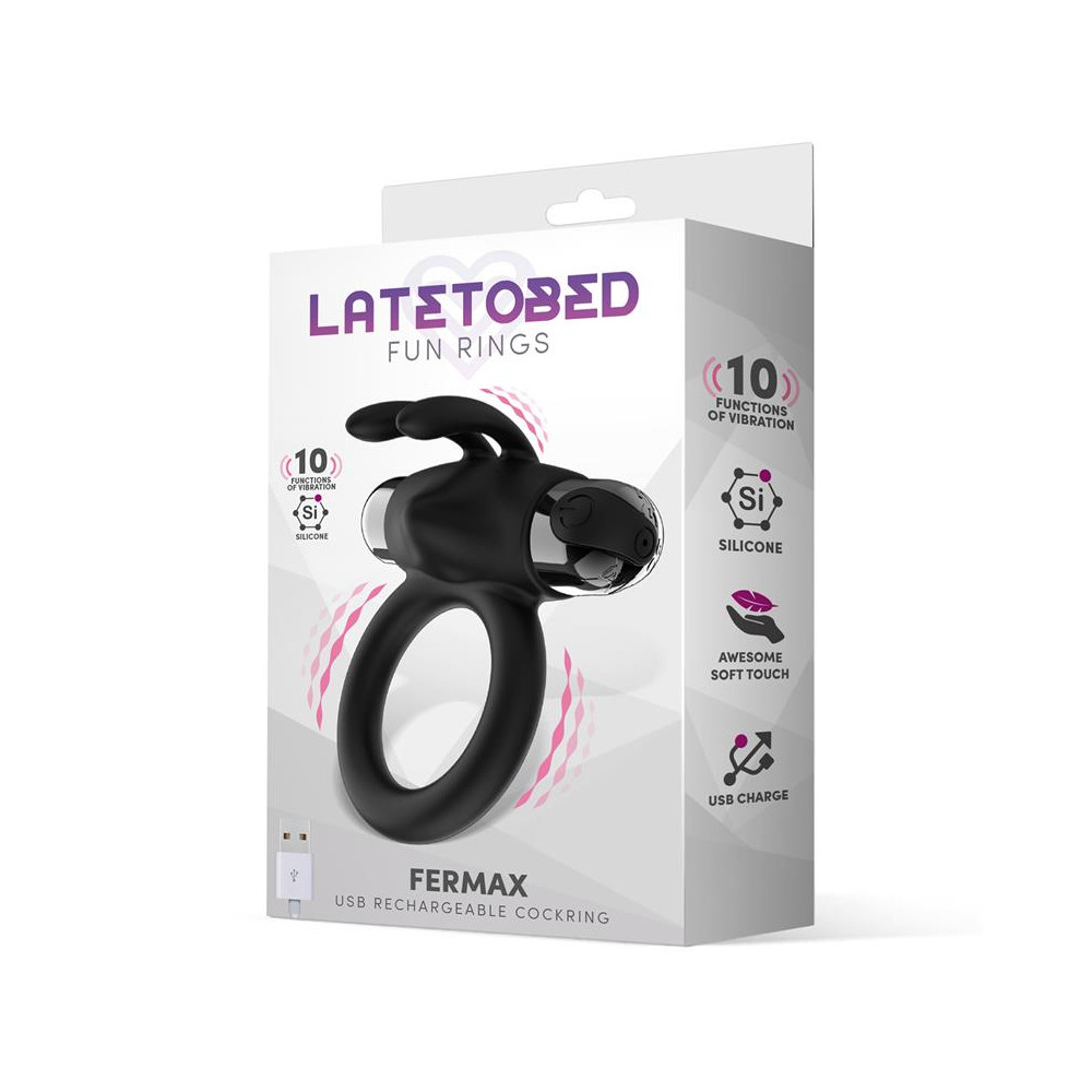 Fermax Anillo Vibrador con Conejito USB Silicona Negro
