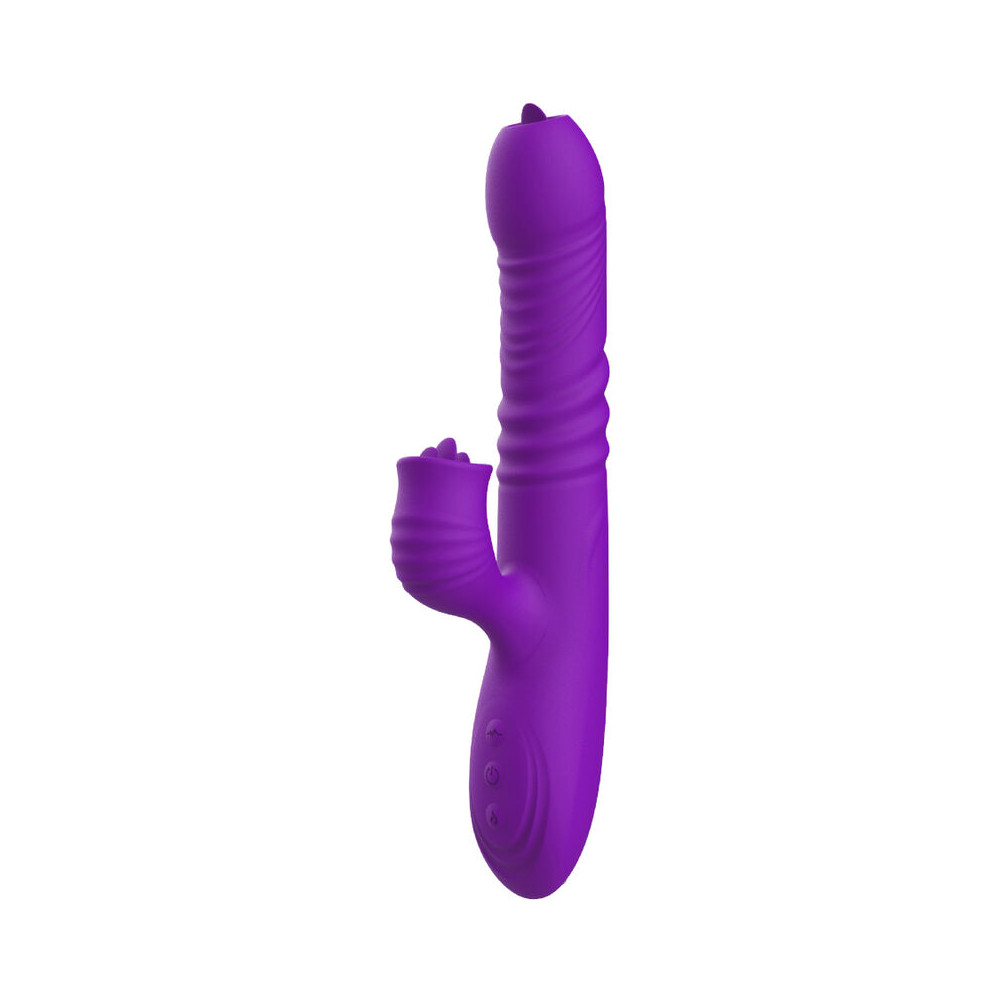 Fully Gspot Vibrador Rabbit con lengua estimuladora y efecto calor violeta