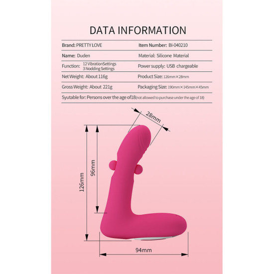 Duden Vibrador con Modo Balanceo Rosa