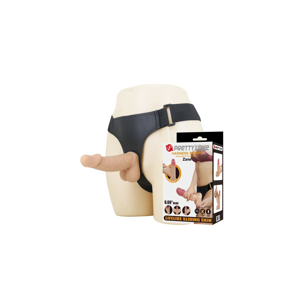 ZANE ARNÉS CON DILDO FLEXIBLE 17 CM Ø 4,3 CM COLOR NATURAL