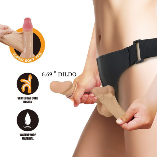 ZANE ARNÉS CON DILDO FLEXIBLE 17 CM Ø 4,3 CM COLOR NATURAL