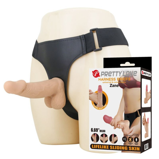 ZANE ARNÉS CON DILDO FLEXIBLE 17 CM Ø 4,3 CM COLOR NATURAL