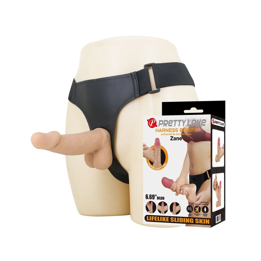 ZANE ARNÉS CON DILDO FLEXIBLE 17 CM Ø 4,3 CM COLOR NATURAL