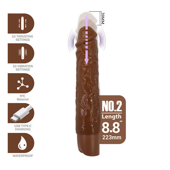 Kessler Dildo Vibrador Realista con Empuje Marrón