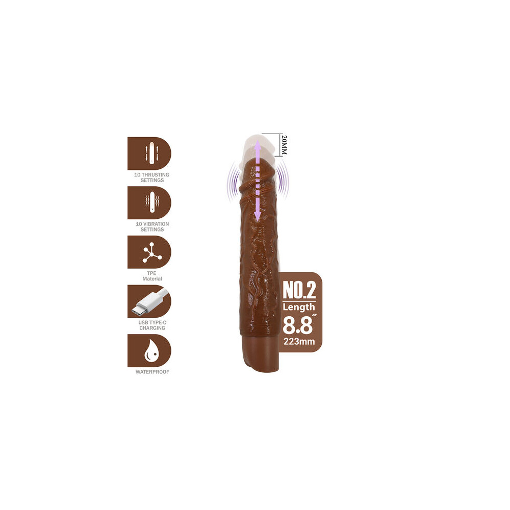 Kessler Dildo Vibrador Realista con Empuje Marrón