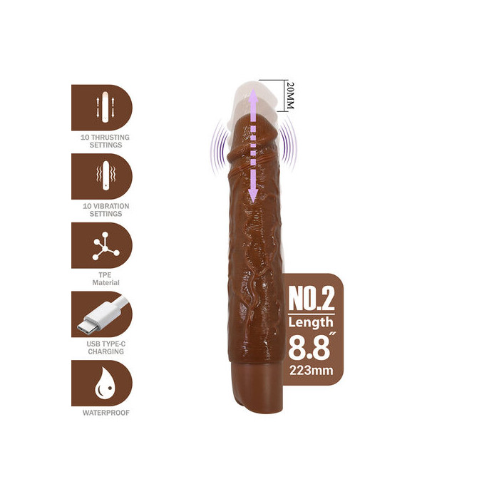 Kessler Dildo Vibrador Realista con Empuje Marrón